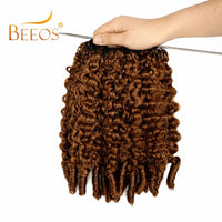 Burmese Curly #30 Brown Crochet Human Hair Lightweight Knotless Feather Extensions Pre Separated Curly Hair Bundles For Women