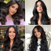 Straight Clip in Hair Extensions Human Hair 8pcs #1B Double Weft Clip in Human Hair Extensions Natural Black Color For Women