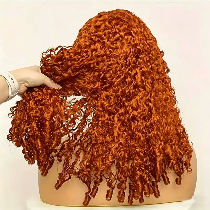 Ginger Orange Burmese Curly Human Hair Wig Pre Plucked 13x6 Hd Lace Front Human Hair Wig #350 Colored Wig Human Hair 200 Density