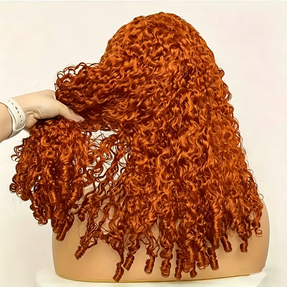 Ginger Orange Burmese Curly Human Hair Wig Pre Plucked 13x6 Hd Lace Front Human Hair Wig #350 Colored Wig Human Hair 200 Density