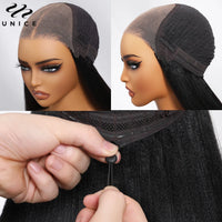 UNice 7x5 Bye-Bye Knots Reddish Brown Curly Human Hair Wig With Drawstring Pre Cut Pre Bleached Glueless Wigs