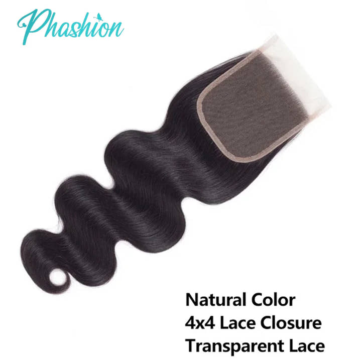 Phashion Ear to Ear 13X4 Lace Frontal Straight 4x4 5X5 Closure Only Body Wave Pre Plucked Swiss Transparent 100% Remy Human Hair