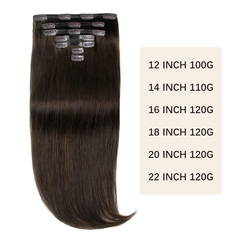 Invisible PU Clip In Hair Extension Human Hair Injected PU Tape Weft Clip in Extension 7Pcs/set 12-24inch 100G 120G Clip On Hair