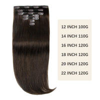 Invisible PU Clip In Hair Extension Human Hair Injected PU Tape Weft Clip in Extension 7Pcs/set 12-24inch 100G 120G Clip On Hair