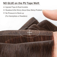 Invisible Long Tape PU Weft Human Hair Bundles Real Natural Hair Seamless & No-Glue Injected Tape In Hair Extensions Thick Ends