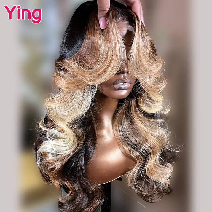 Ying Highlight Honey Blonde 180% Body Wave 13x6 Transparent Lace Front Wig 13x4 Lace Front Wig PrePlucked With Baby Hair