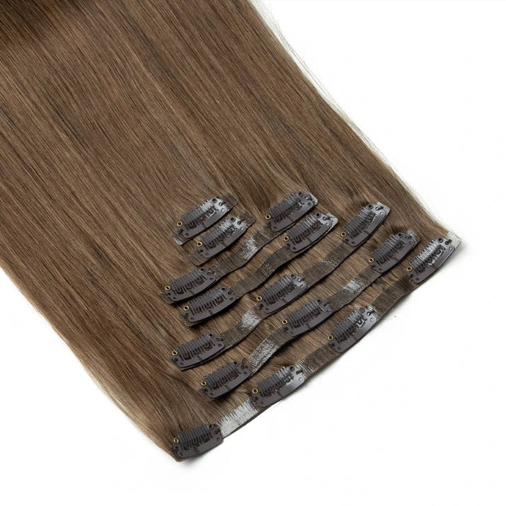 Invisible PU Weft Clip In Extension Human Hair Injected Clip in Hair Weft Machine Remy 12
