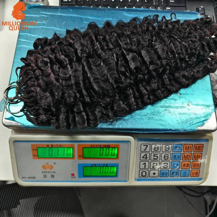Millionaire Queen Feather Hair Weft 15A Burmese Curly 100% Real Human Hair Weave Knotless Crochet Pre-Separated Hair Extensions