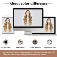 Synthetic Long Lace Wavy Wig for Women 26 Inch Middle Part Curly Natural Looking Heat Resistant Fiber for Daily Party Christmas