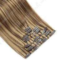 Invisible PU Clip In Hair Extension Human Hair Injected PU Tape Weft Clip in Extension 7Pcs/set 12-24inch 100G 120G Clip On Hair