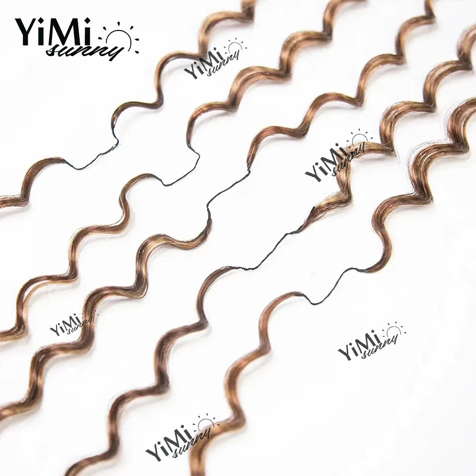 Highlight Colored Feather Crochet Human Hair Extension Highlight Honey Brown Color Body Wave Reusable Feather Crochet Human Hair