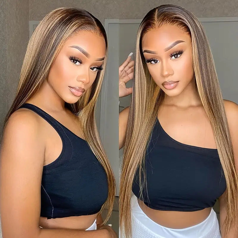Piano Color Long Straight Wig