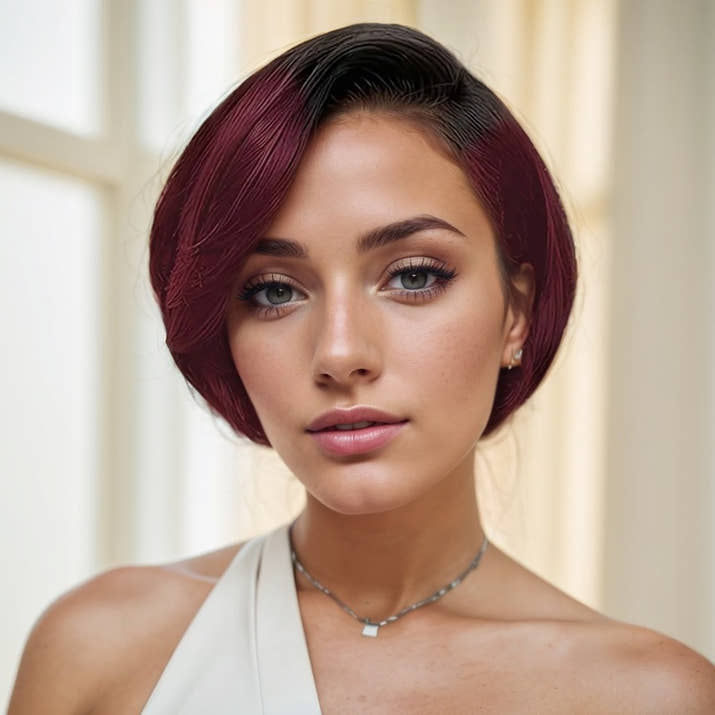 Female Short Straight Bob Hair Wig Human Hair