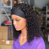 4c Curly Human Hair Headband Wig