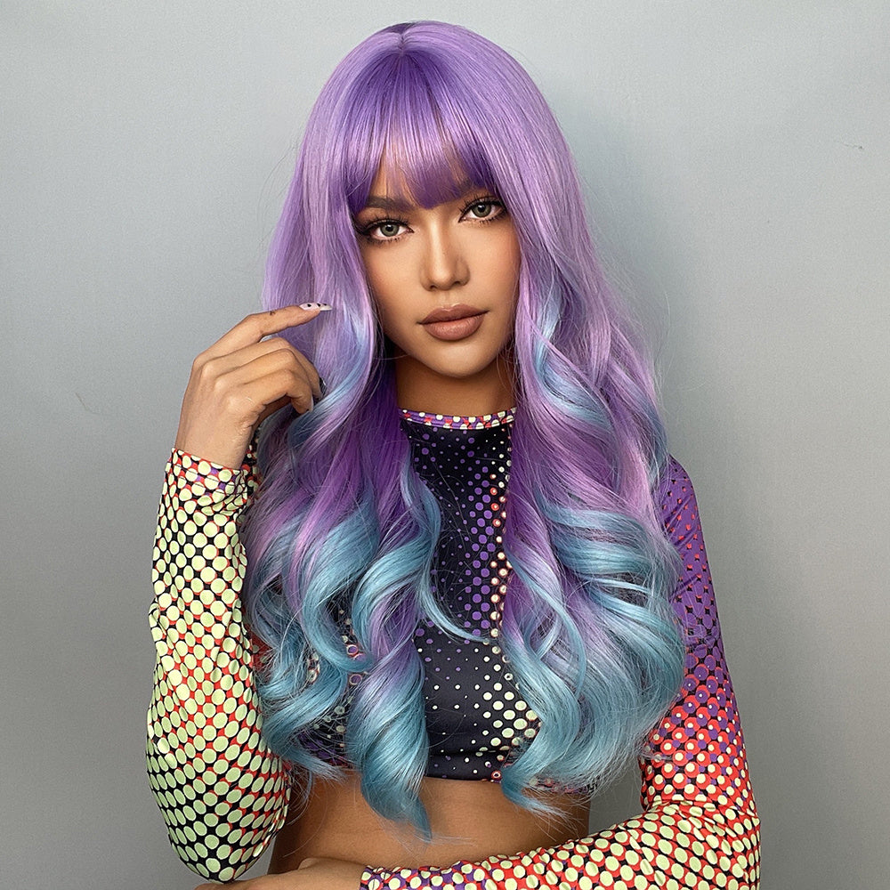 Purple & Blue ombré Hair synthetic blend cosplay wig