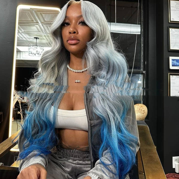 Gray Blue Gradient Lace Wig